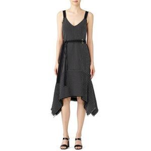 DEREK LAM 10 CROSBY Black Striped Cotton Cami Dress US 10R